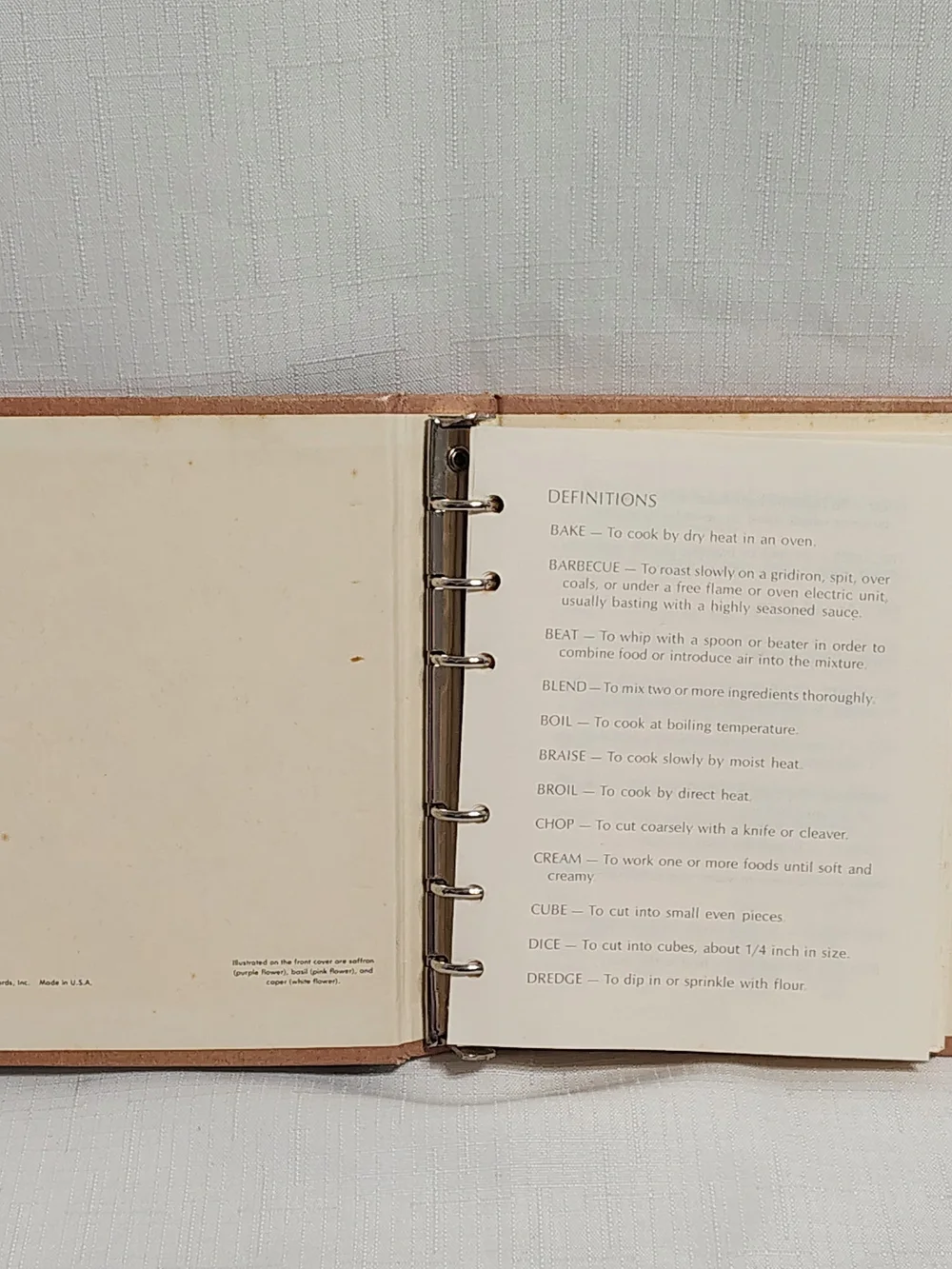 1982 Hallmark Recipe Book Blank Pages On A 6 Mini Ring Binder Unused 6
